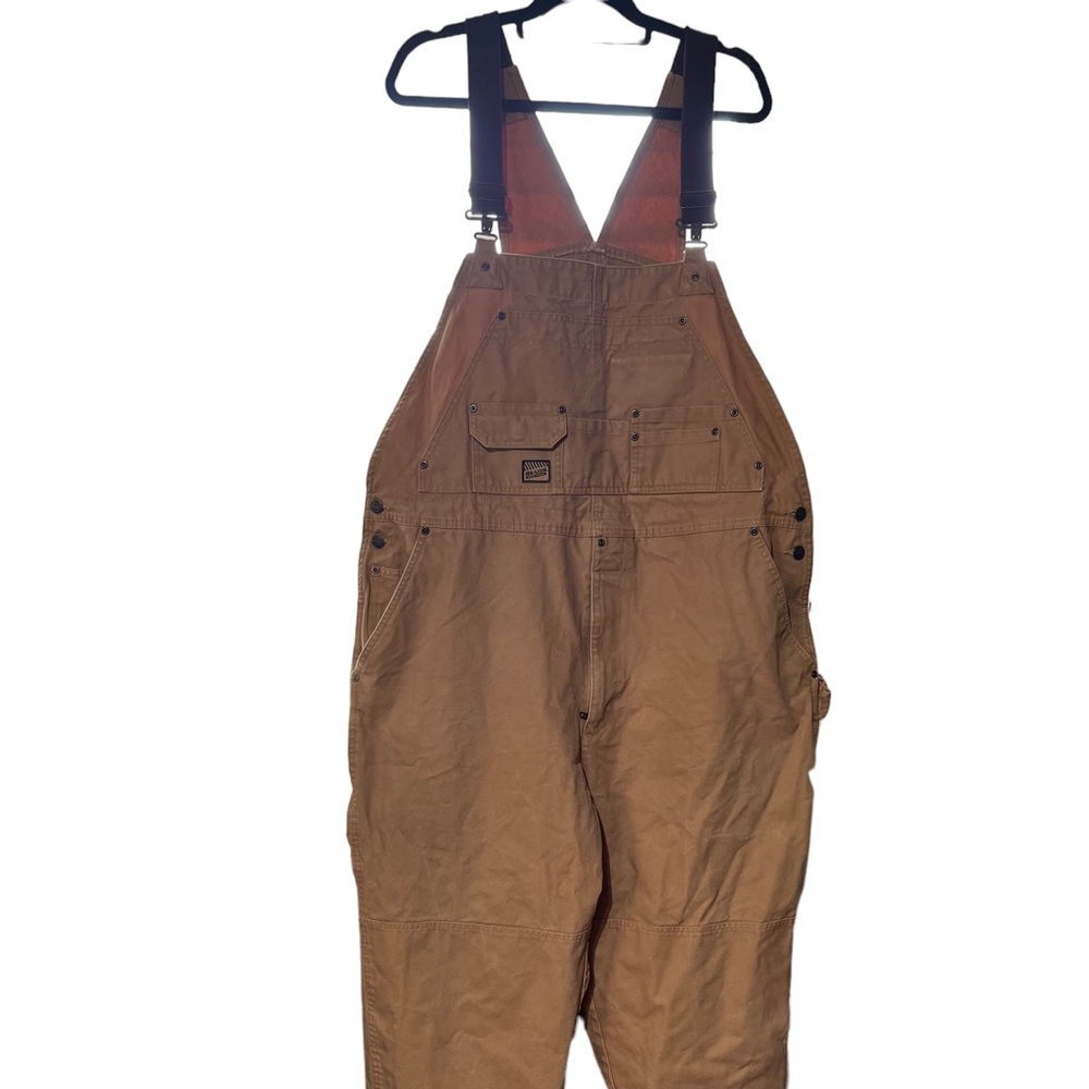 Brazos Insulated Bib Overalls Brown Carpenters Duck Canvas Workwear XL REG